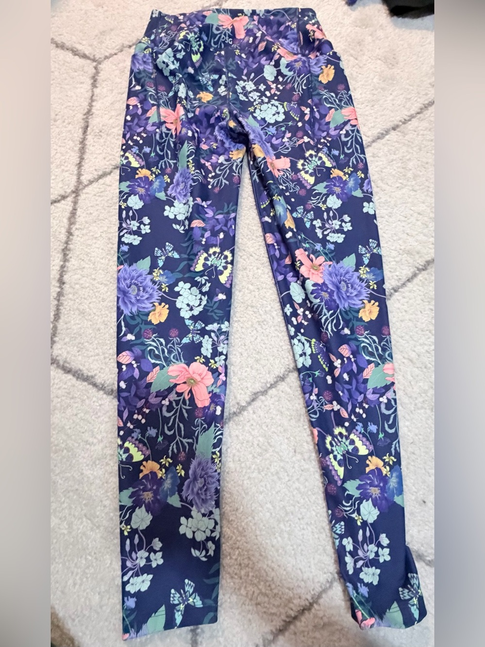 DSG Momentum High Rise Leggings Multi Floral Butterfly Navy Purple Medium